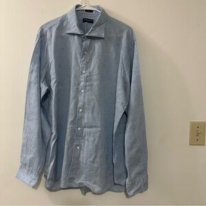 Peter Millar Collection 100%‎ Linen Shirt Mens Extra Large Blue Casual Classy